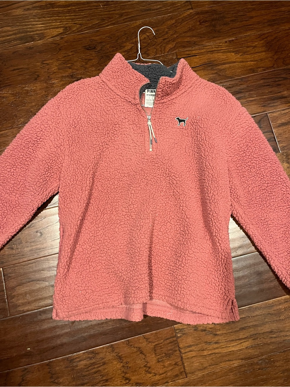 PINK Victoria's Secret Coral Sherpa Quarter-Zip Pullover